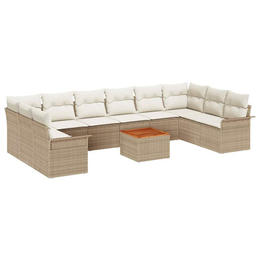 vidaXL Σετ Καναπέ Κήπου 11 pcs Μπεζ και Κρέμα συνθετικό ρατάν