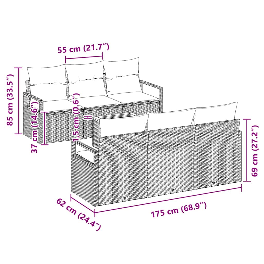 vidaXL Σετ σοφίτας κήπου 7 pcs Μαύρος, λευκός Μεσαίο