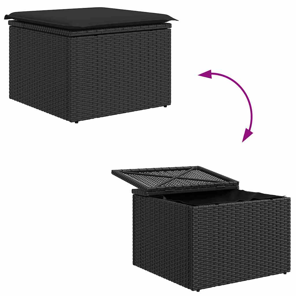 vidaXL Σετ Σαλονιού Κήπου 6 pcs Μαύρο 55 x 55 x 37 εκ Ρατάν, Ξύλο