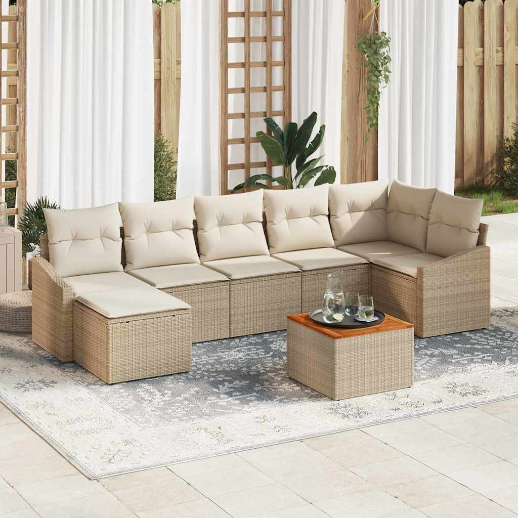 vidaXL Σετ Σαλονιού Κήπου 8 pcs Beige, λευκό 55 x 55 x 37 εκ