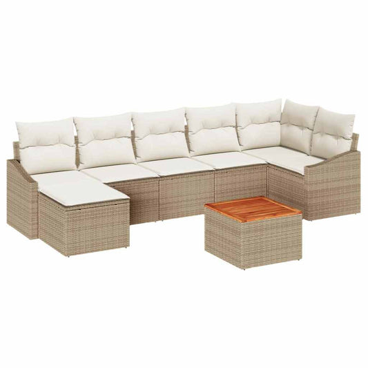 vidaXL Σετ Σαλονιού Κήπου 8 pcs Beige, λευκό 55 x 55 x 37 εκ