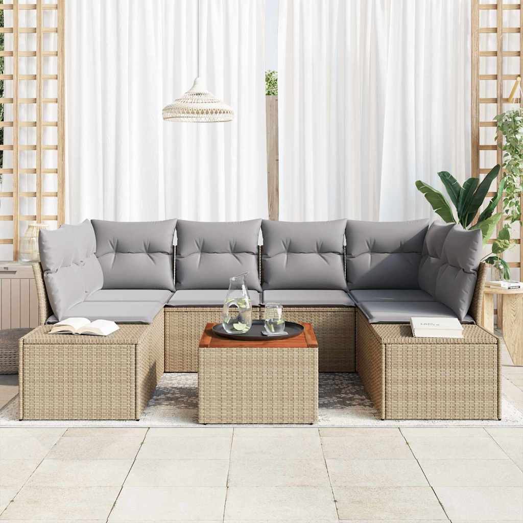 vidaXL Σετ Καναπέ Κήπου 7 pcs μπεζ και ανοιχτό γκρι