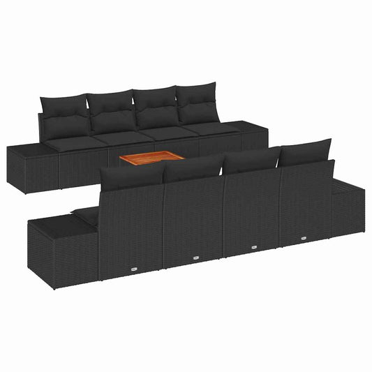 vidaXL Σετ Καναπέ Κήπου 7 pcs Μαύρο 55 x 55 x 37 εκ Ρατάν & Γυαλί