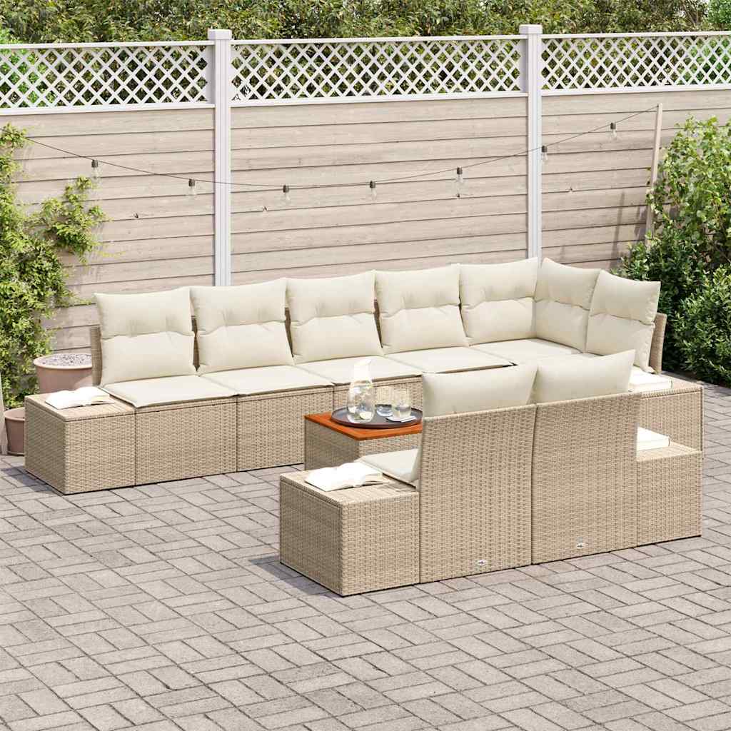 vidaXL Σετ Καθιστικού Κήπου 9 pcs Beige, λευκό 55 x 55 x 37 εκ