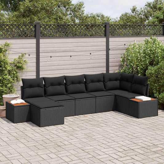 vidaXL Σετ Καναπέ Κήπου με μαξιλάρι 8 pcs Μαύρο Πολυρατάν