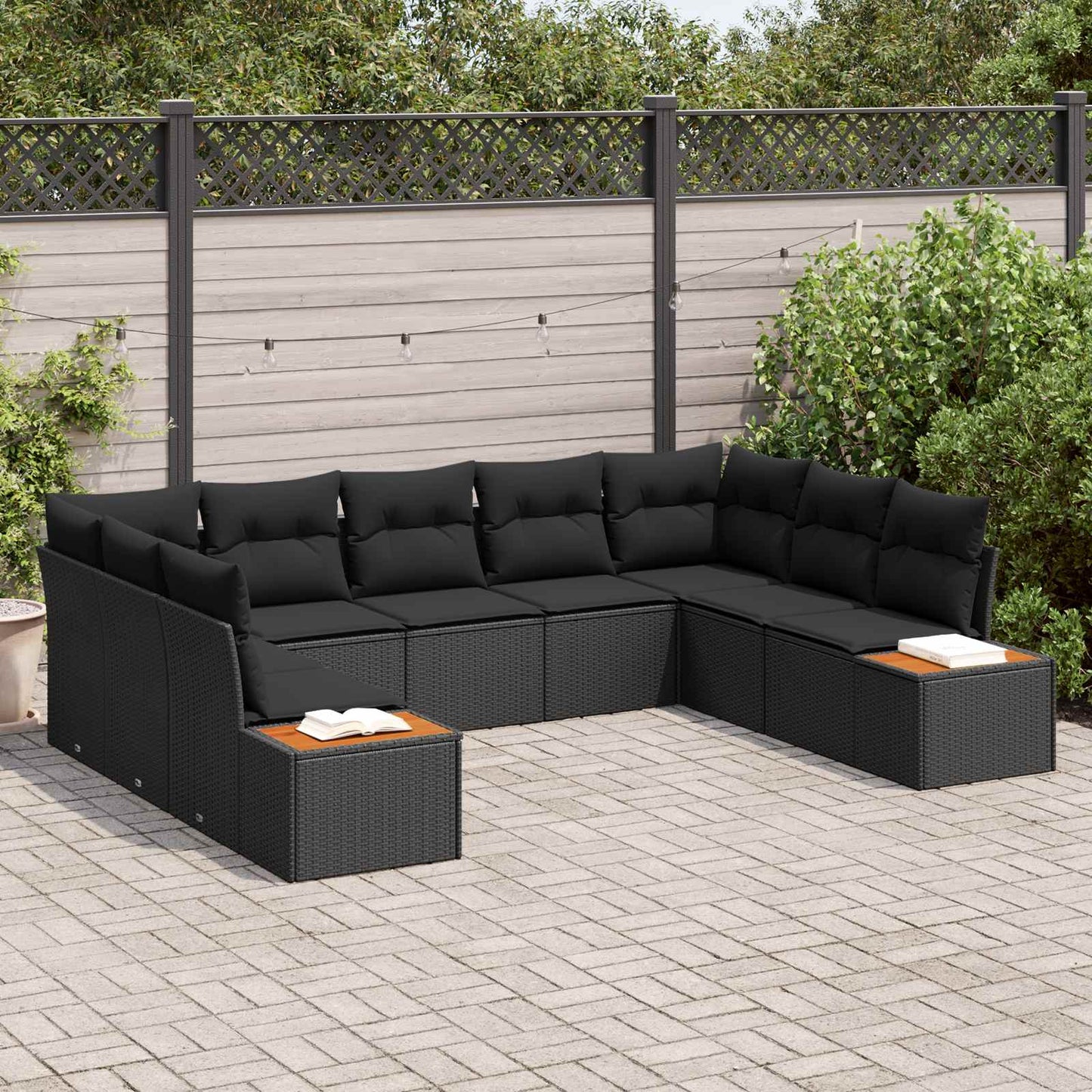 vidaXL Σετ Καναπέ Κήπου με μαξιλάρι 5 pcs Μαύρο Πολυρατάν