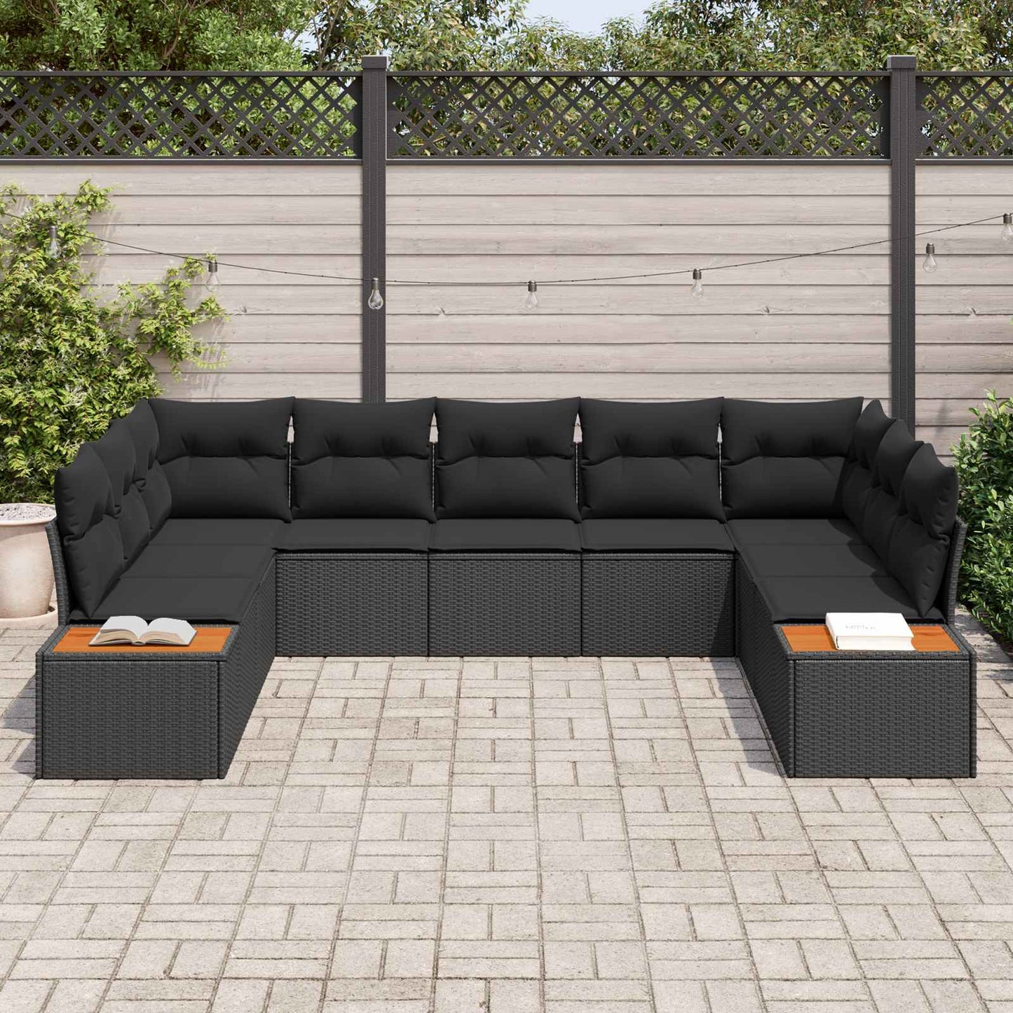 vidaXL Σετ Καναπέ Κήπου με μαξιλάρι 5 pcs Μαύρο Πολυρατάν