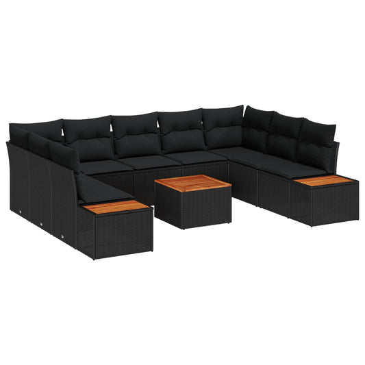 vidaXL Σετ Καναπέ Κήπου με μαξιλάρι 5 pcs Μαύρο Πολυρατάν