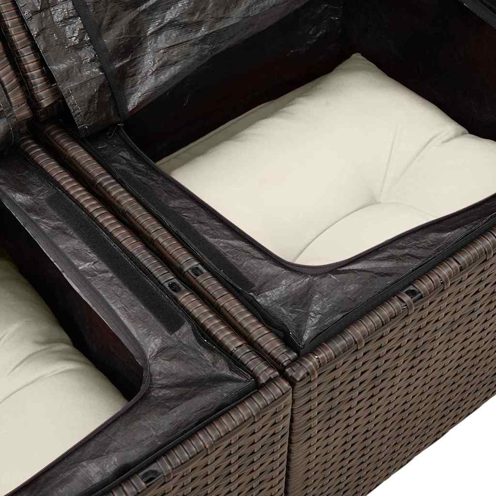 vidaXL Σετ Καναπέ Κήπου με μαξιλάρι 8 pcs Καφέ Πολυ ράταν