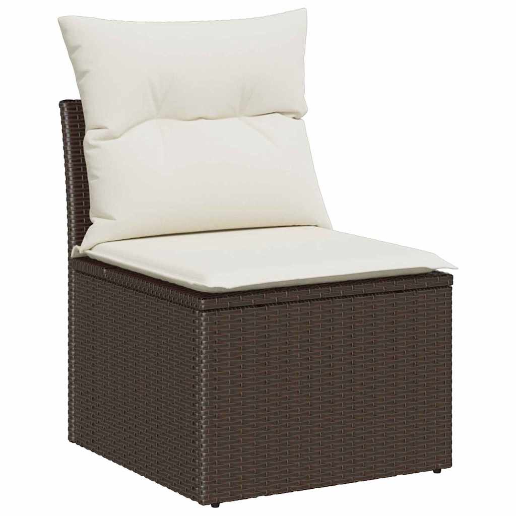 vidaXL Σετ Καναπέ Κήπου με μαξιλάρι 8 pcs Καφέ Πολυ ράταν