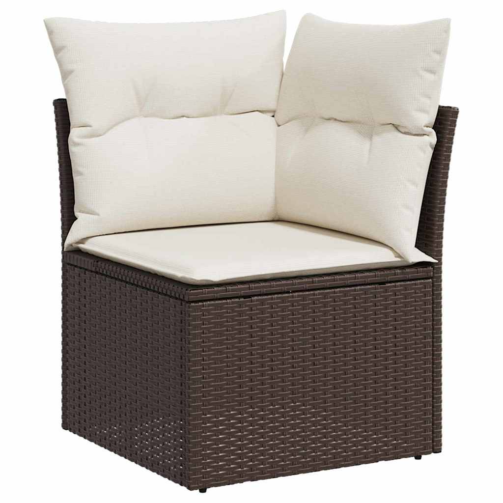 vidaXL Σετ Καναπέ Κήπου με μαξιλάρι 8 pcs Καφέ Πολυ ράταν