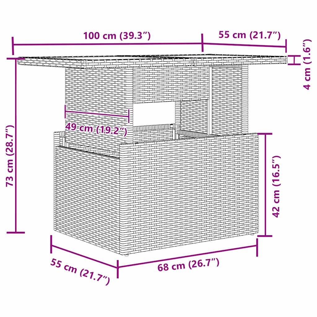 vidaXL Σετ Καναπέ Κήπου με μαξιλάρι 7 pcs Καφέ Πολυ ράταν