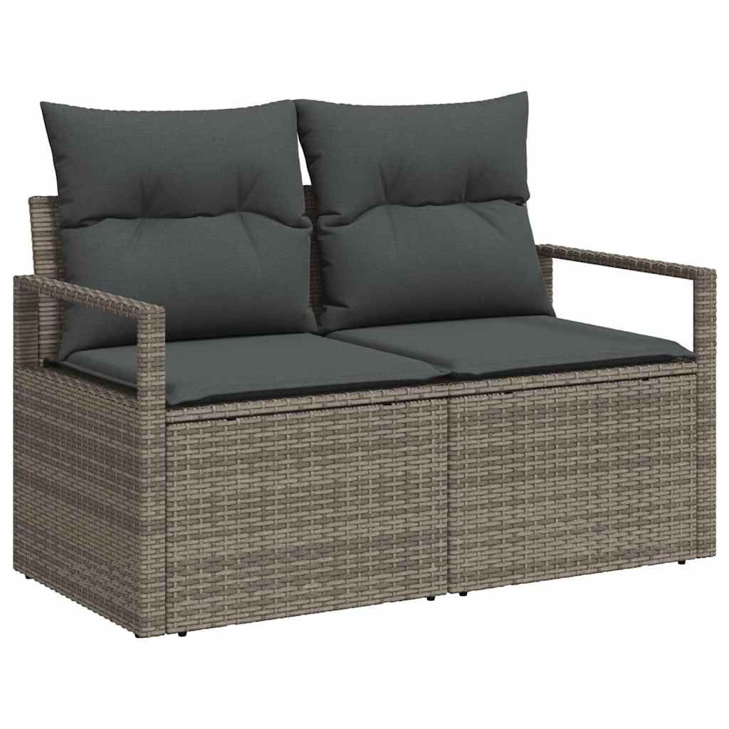 vidaXL Σετ Καναπέ Κήπου με αποθήκευση 9 pcs Γκρι Πολυ ράταν