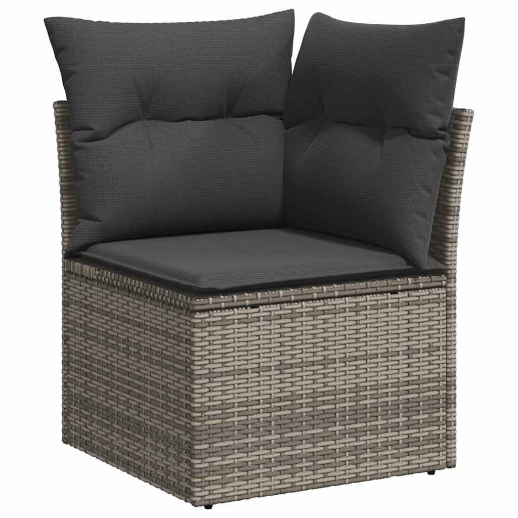 vidaXL Σετ Καναπέ Κήπου με αποθήκευση 9 pcs Γκρι Πολυ ράταν
