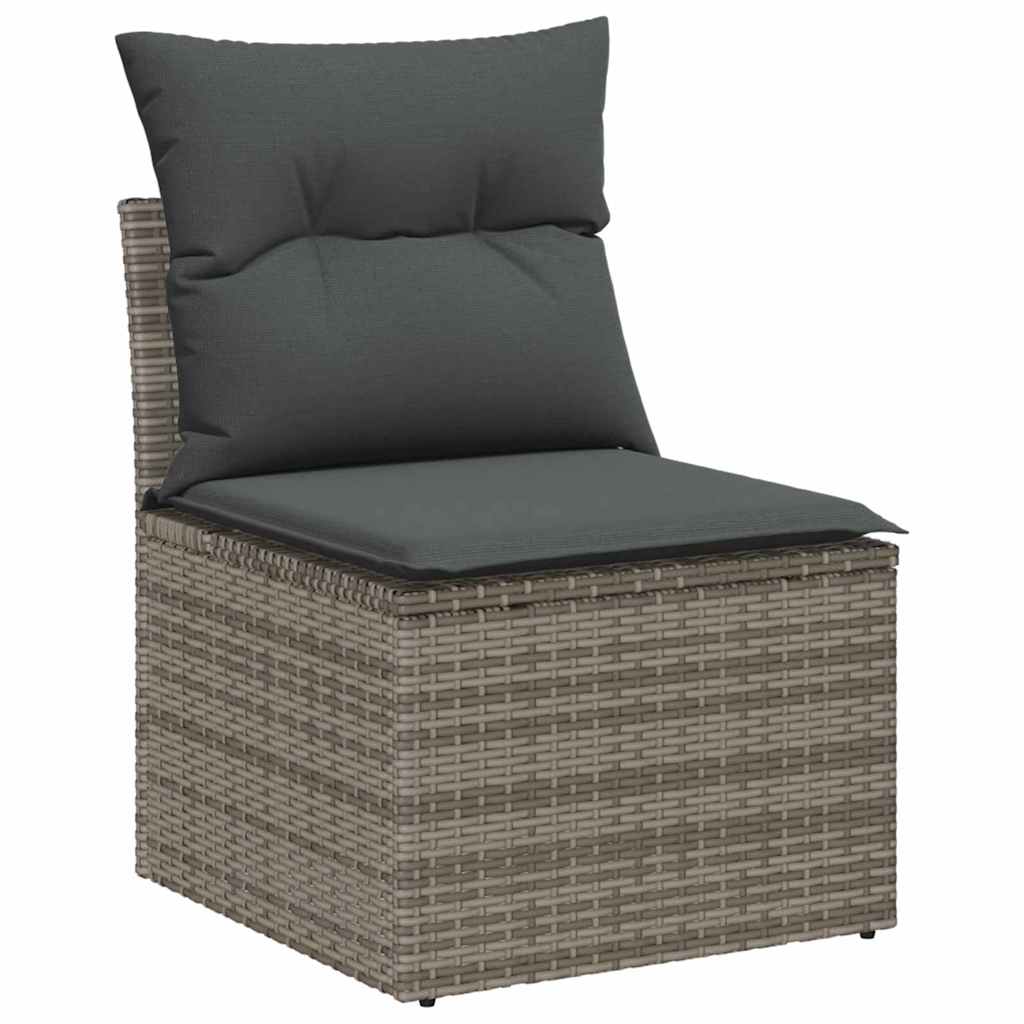 vidaXL Σετ Καναπέ Κήπου με αποθήκευση 9 pcs Γκρι Πολυ ράταν