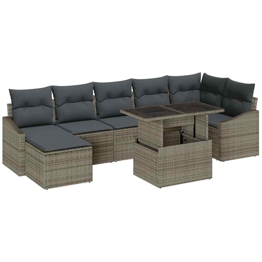 vidaXL Σετ Καναπέ Κήπου 8 pcs Γκρι Πολυέστερ και Κατασκευασμένο Ατσάλι