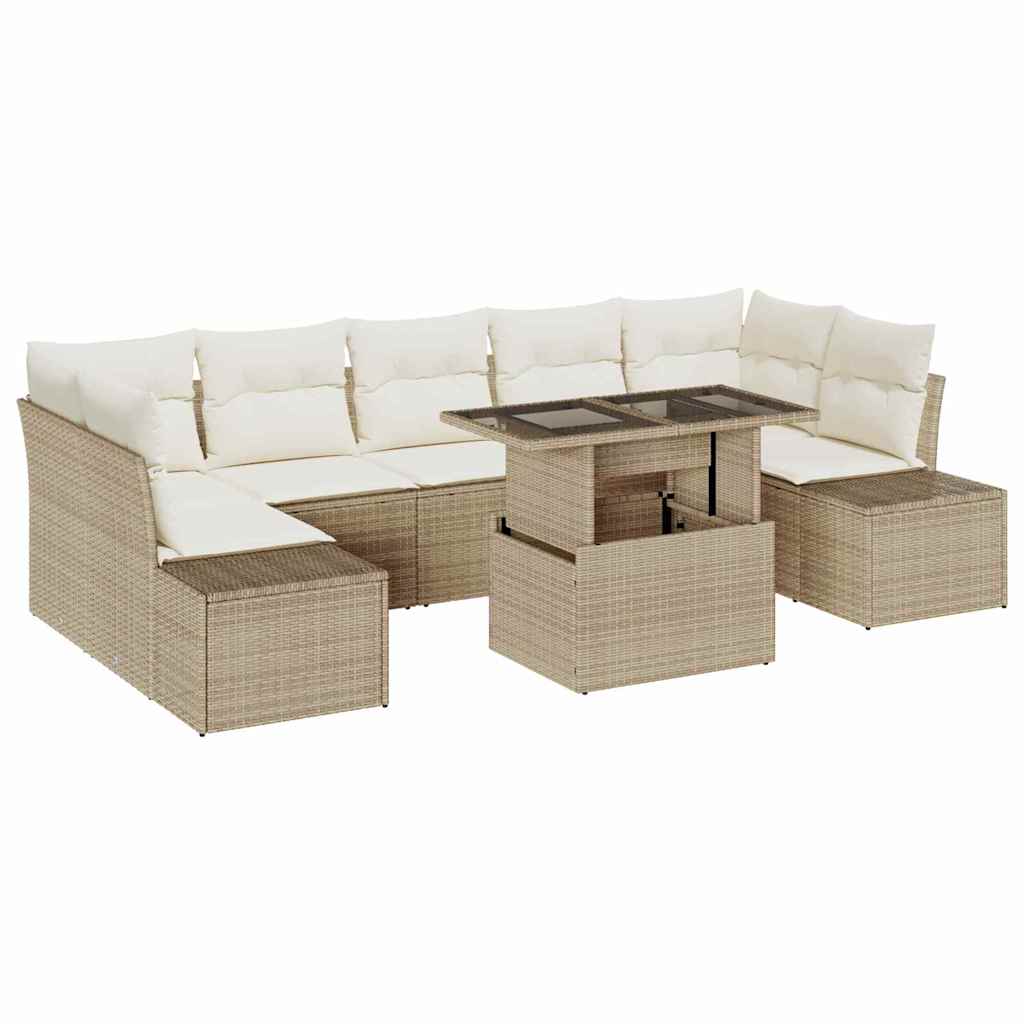 vidaXL Σετ Καναπέ Κήπου με μαξιλάρι 8 pcs Μπεζ και Κρέμα