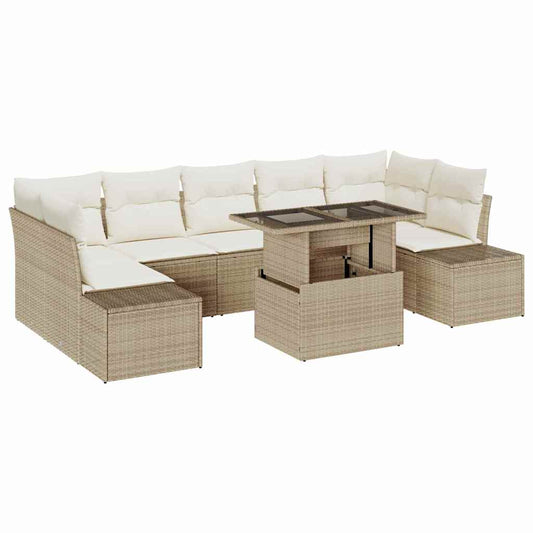 vidaXL Σετ Καναπέ Κήπου με μαξιλάρι 8 pcs Μπεζ και Κρέμα