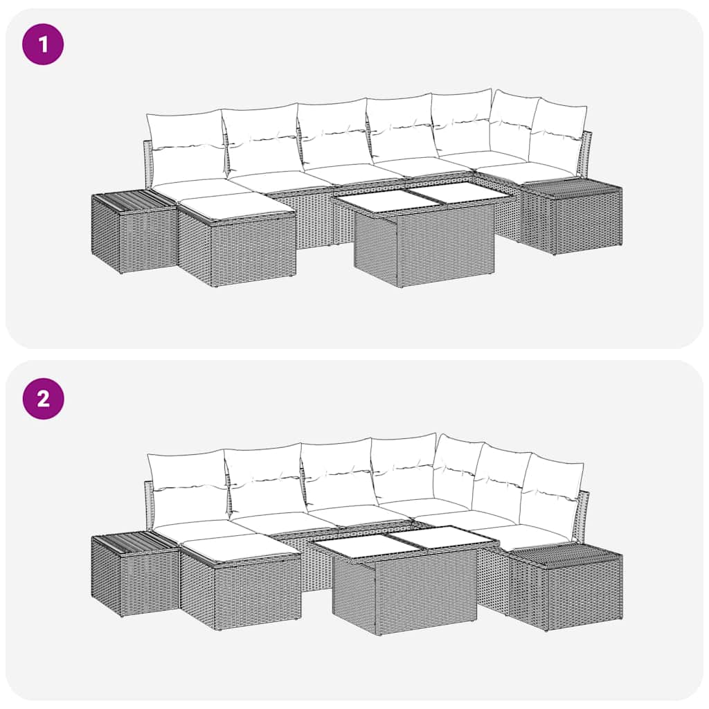 vidaXL Σετ Καναπέ Κήπου 8 Τεμαχίων με Μαξιλάρια Καφέ Πολυεπίπεδο Ρατάν