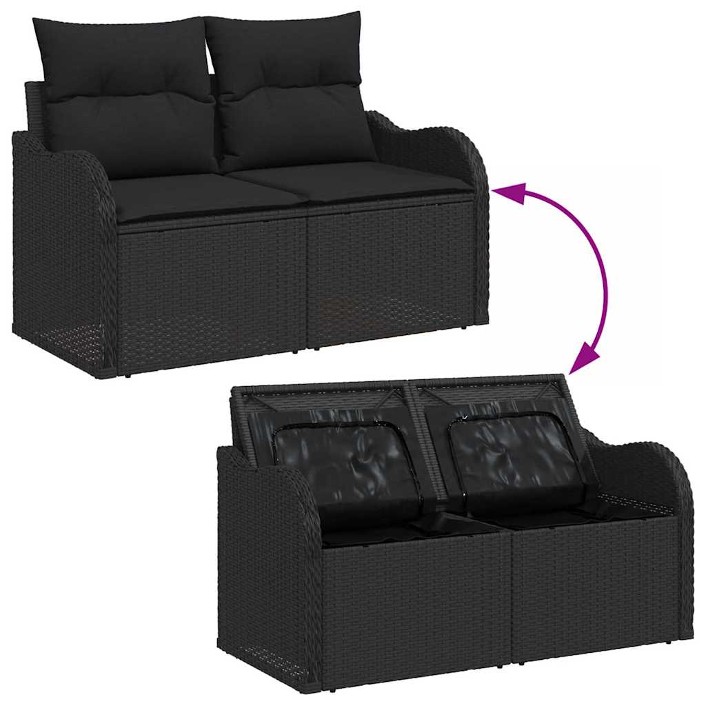 vidaXL Σετ Καναπέ Κήπου 9 τμχ. Μαύρο Πολυ ράταν
