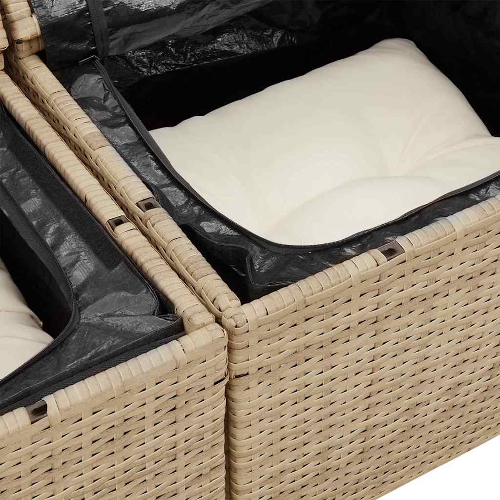 vidaXL Σετ Καναπέ Κήπου με αποθήκευση 6 pcs Μπεζ Πολυ ράταν