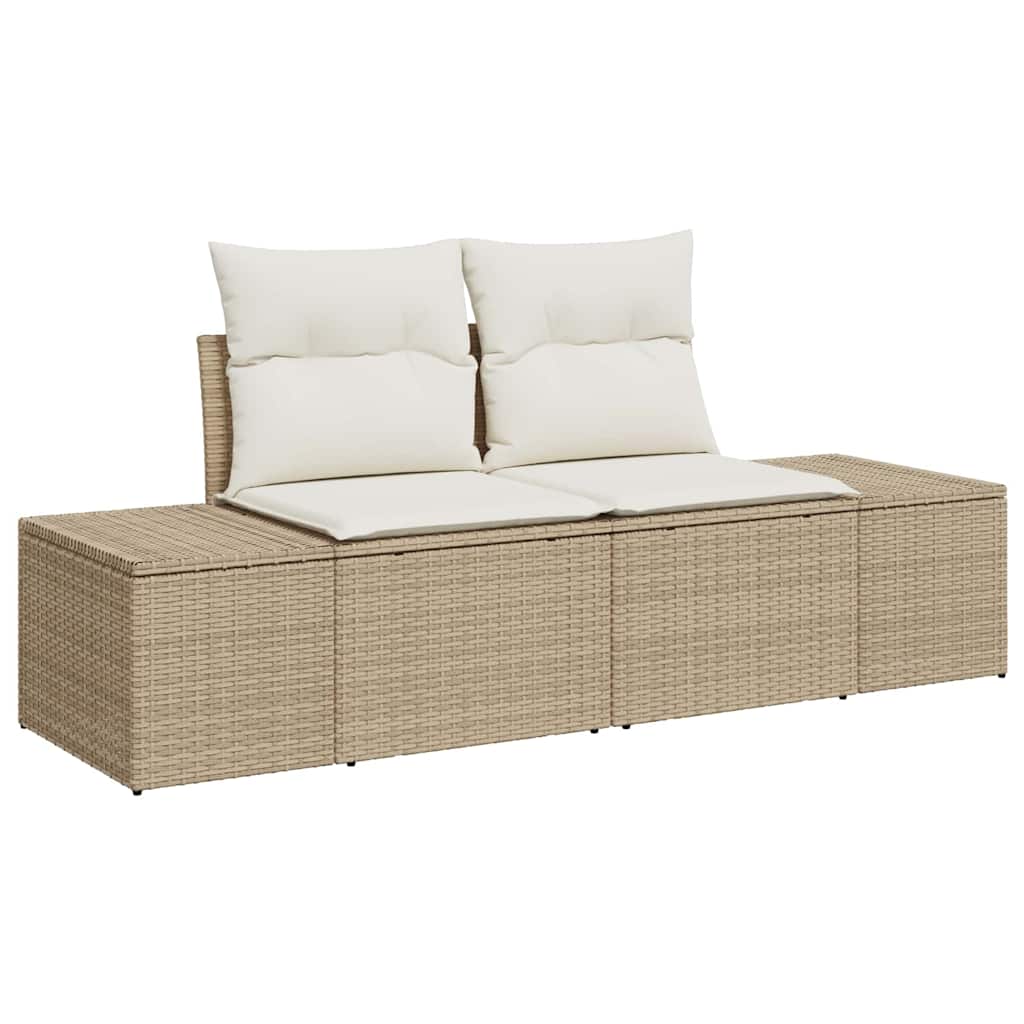 vidaXL Σετ Καναπέ Κήπου με αποθήκευση 6 pcs Μπεζ Πολυ ράταν