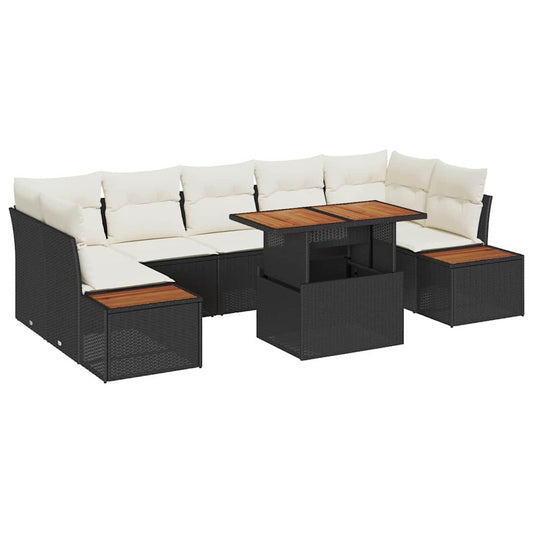 vidaXL Σετ Καναπέ Κήπου με αποθήκευση 8 pcs Μαύρο Πολυ ράταν