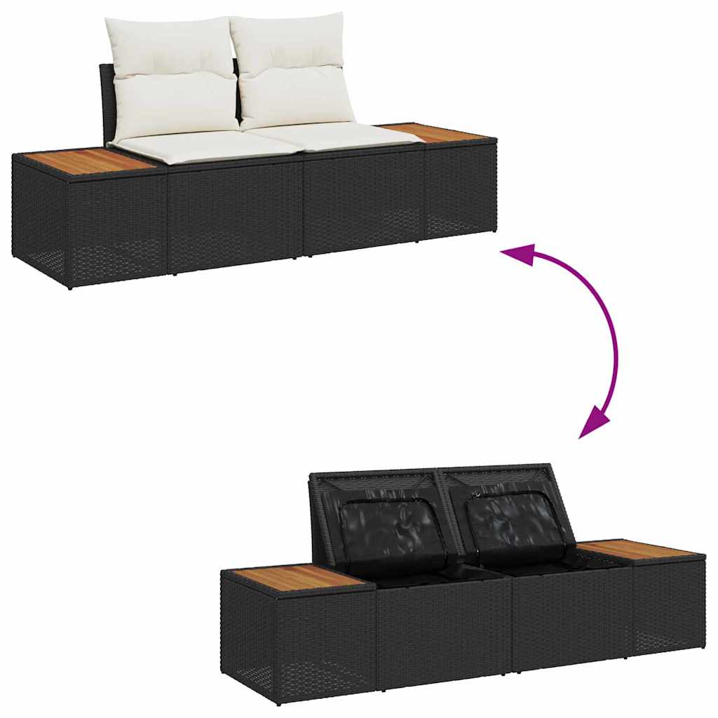 vidaXL Σετ Καναπέ Κήπου με αποθήκευση 8 pcs Μαύρο Πολυ ράταν