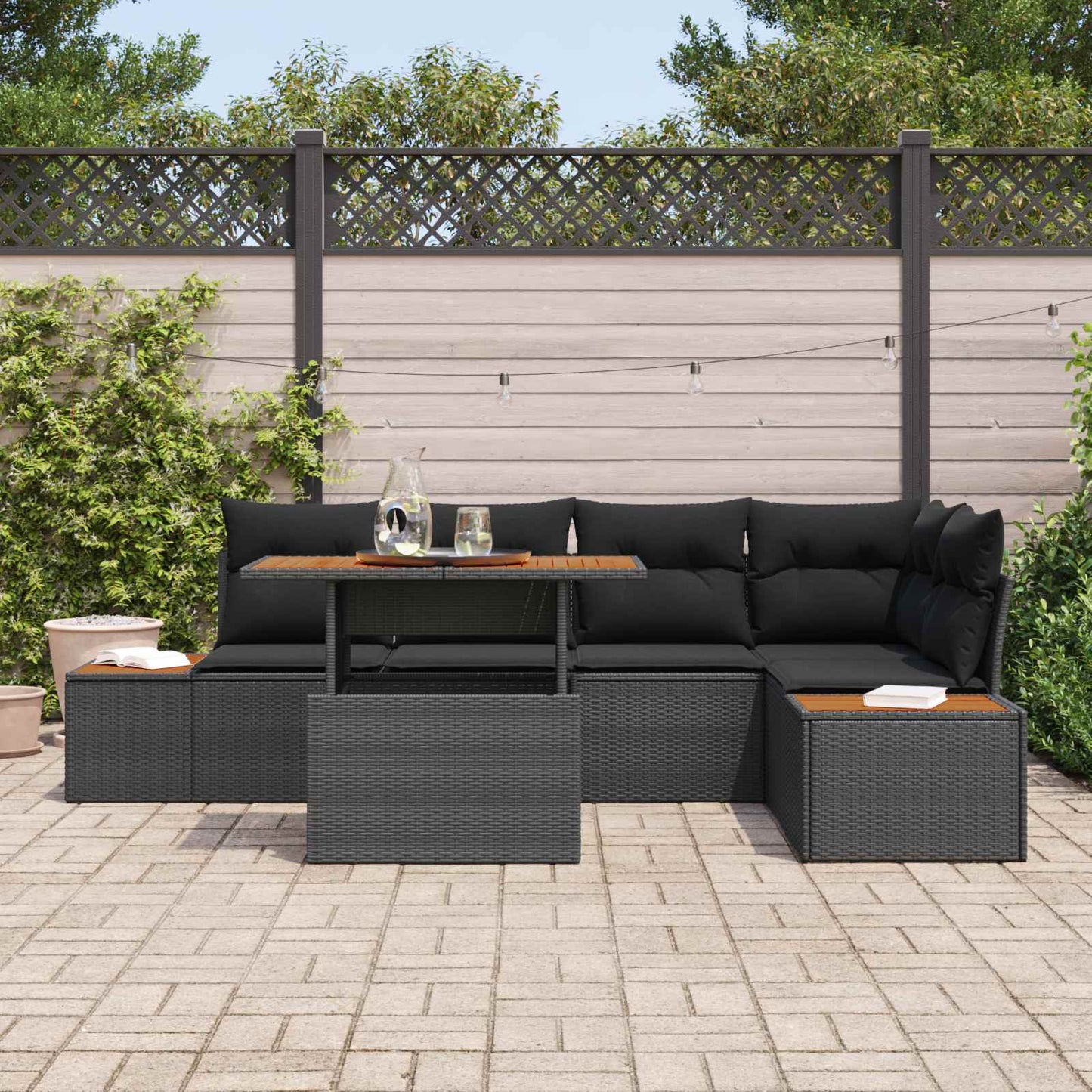 vidaXL Σετ Καναπέ Κήπου με αποθήκευση 6 pcs Μαύρο Πολυ ράταν