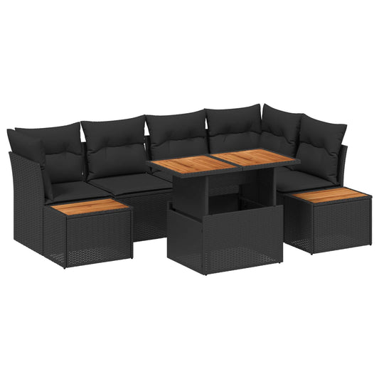 vidaXL Σετ Καναπέ Κήπου με αποθήκευση 10 pcs Μαύρο Πολυ ράταν