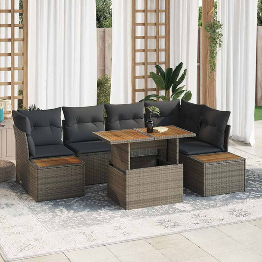 vidaXL Σετ Καναπέ Κήπου με αποθήκευση 10 pcs Γκρι Πολυ ράταν