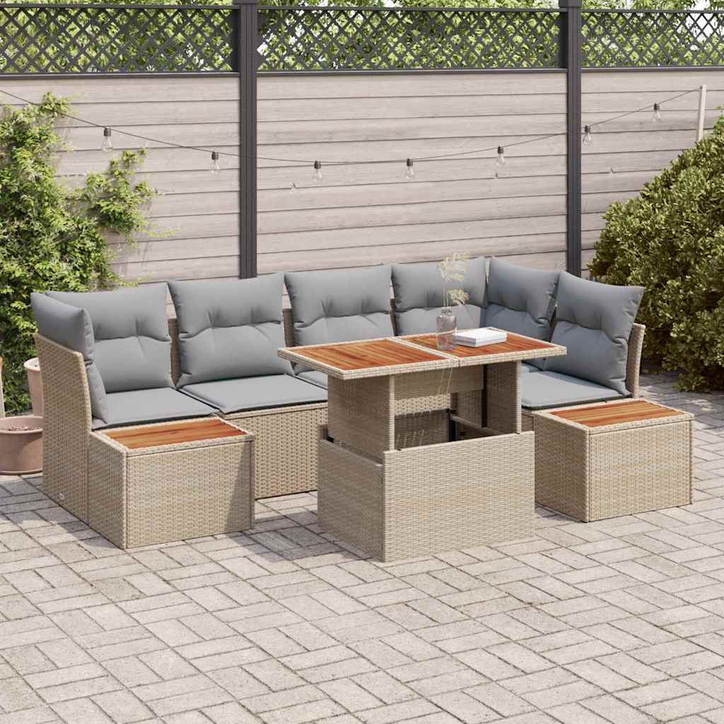 vidaXL Σετ Καναπέ Κήπου με αποθήκευση 10 pcs Μπεζ Πολυ ράταν