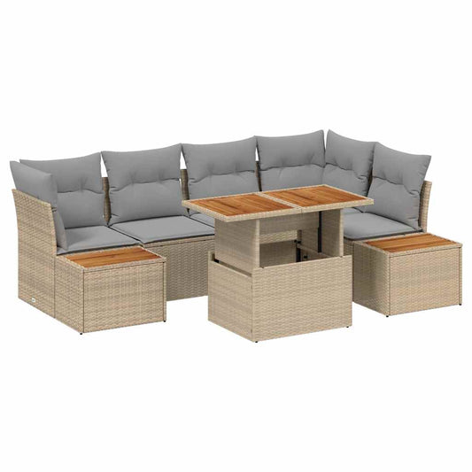 vidaXL Σετ Καναπέ Κήπου με αποθήκευση 10 pcs Μπεζ Πολυ ράταν