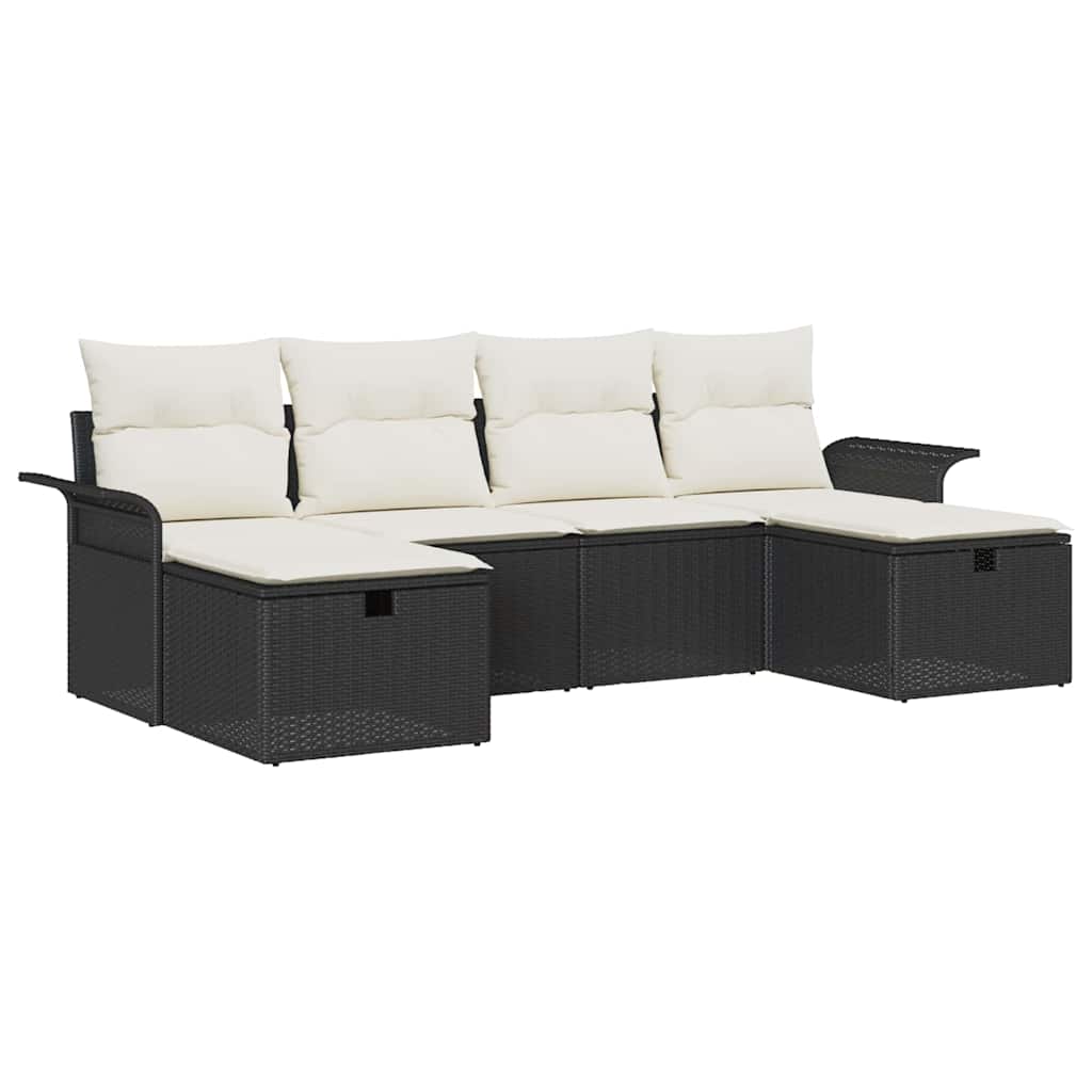 vidaXL Σετ Καναπέ Κήπου 6 τμχ. Μαύρο και Κρέμα 55 x 55 x 37 εκ