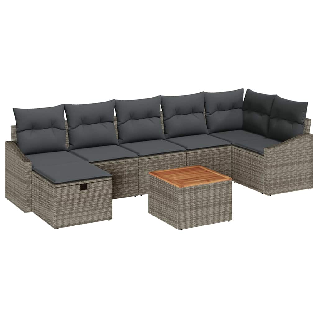 vidaXL Σετ Καναπέ Κήπου 8 τμχ. Γκρι Πολυ ράταν