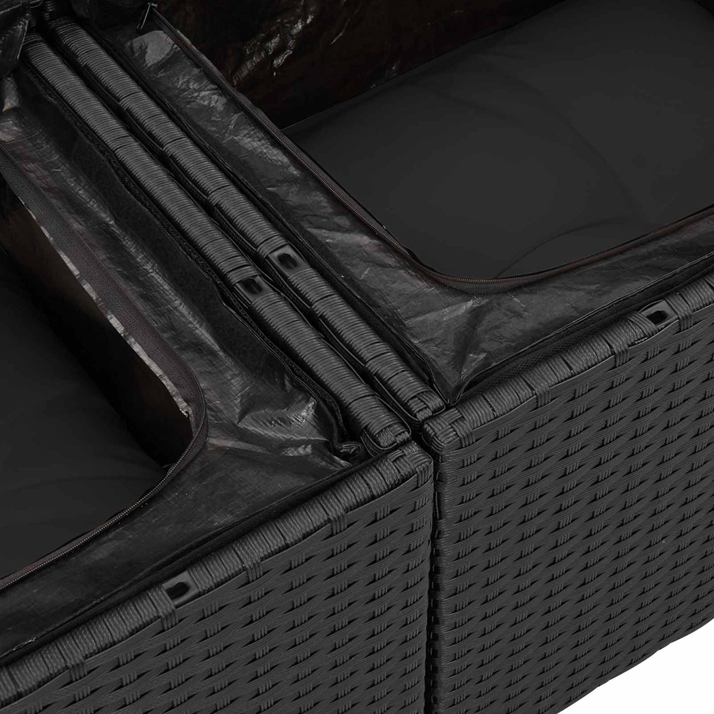 vidaXL Σετ Καναπέ Κήπου με μαξιλάρι 4 pcs Μαύρο συνθετικό ρατάν