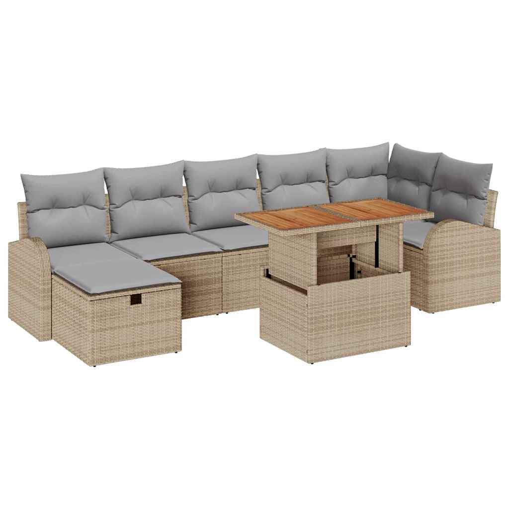 vidaXL Σετ Καναπέ Κήπου 8 τμχ. Μπεζ συνθετικό ρατάν