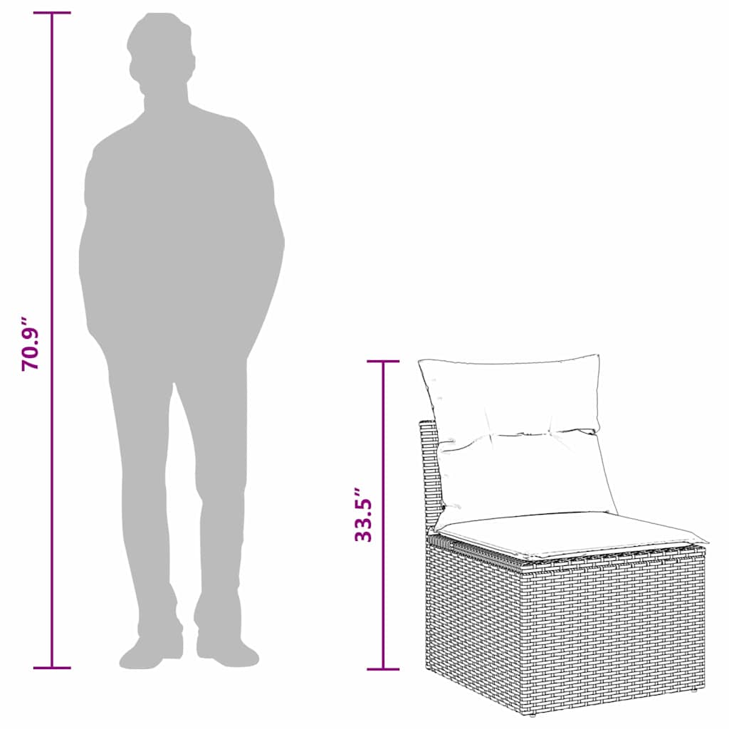 vidaXL Σετ Σαλονιού Κήπου 8 Τεμαχίων με Μαξιλάρια Μαύρο Πολυ Ρατάν Ακακίας