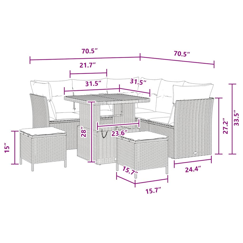 vidaXL Σετ Καναπέ Κήπου Σετ 5 Μαύρο Ρατάν, Πολυεστέρας Μεγάλο