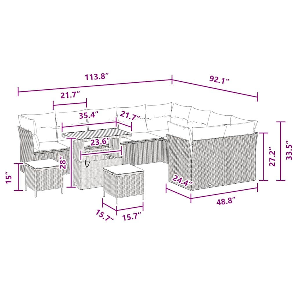 Σετ Καναπέδων 12 τεμαχίων κήπου με μαξιλάρια Μαύρο Πολυ Ρατάν Ακακία, Σετ Καθιστικού κήπου 3 τεμαχίων με μαξιλάρια Μαύρο Πολυ Ρατάν Ακακία