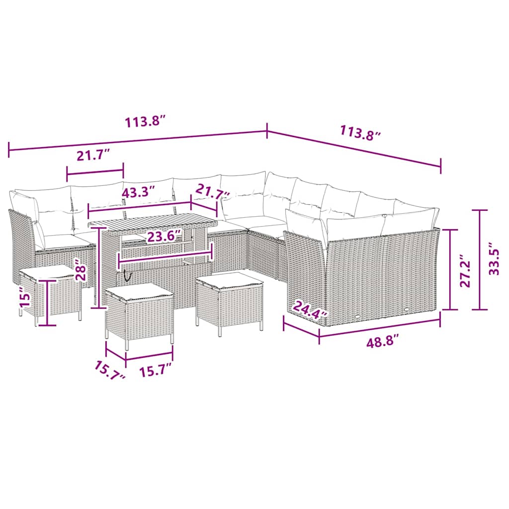 vidaXL Σετ Καναπέ Κήπου 14 Τεμαχίων με Μαξιλάρια Μαύρο Πολυ Ρατάν Ακακία, vidaXL Σετ Εξωτερικής Καθιστικής 4 Τεμαχίων με Μαξιλάρια Μαύρο Πολυ Ρατάν Ακακία