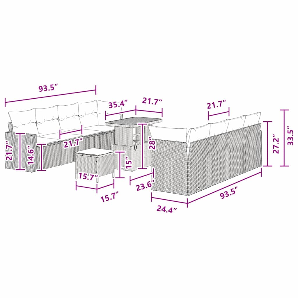 vidaXL Σετ 11 Τεμαχίων Καθιστικών Κήπου με Μαξιλάρια Μαύρο Πολυ Ρατάν Ακακία, vidaXL Σετ 3 Τεμαχίων Καθιστικών Κήπου με Μαξιλάρια Μαύρο Πολυ Ρατάν Ακακία
