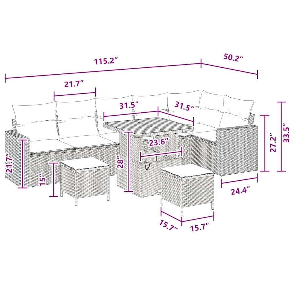 vidaXL Σετ 9 Τεμαχίων Καναπέ κήπου με Μαξιλάρια Μαύρο Πολυρατάν Ακακία