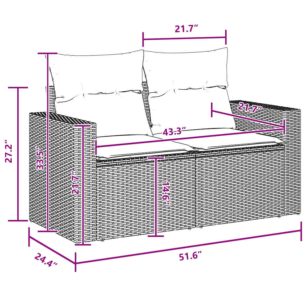 Σετ Καναπέ Κήπου 13 Τεμαχίων με Μαξιλάρια Μαύρο Πολυ Ρατάν Ακακία