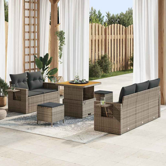 vidaXL Σετ Καναπέ Κήπου με μαξιλάρι 8 pcs Γκρι συνθετικό ρατάν