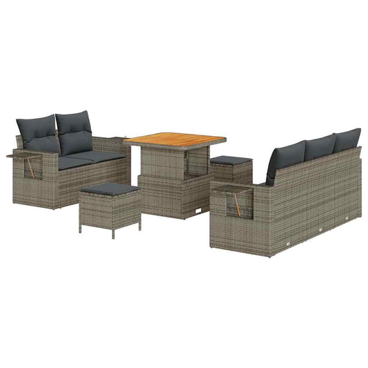 vidaXL Σετ Καναπέ Κήπου με μαξιλάρι 8 pcs Γκρι συνθετικό ρατάν