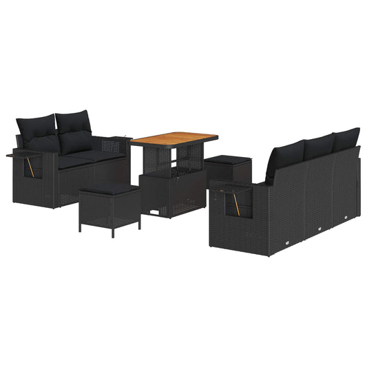vidaXL Σετ Καναπέ Κήπου με μαξιλάρι 8 pcs Μαύρο συνθετικό ρατάν