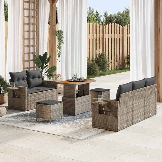 vidaXL Σετ Καναπέ Κήπου με μαξιλάρι 8 pcs Γκρι συνθετικό ρατάν