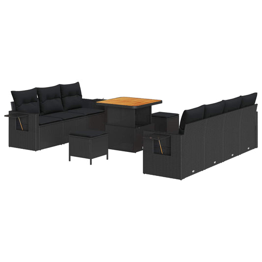 vidaXL Σετ Καναπέ Κήπου 10 pcs Μαύρο συνθετικό ρατάν