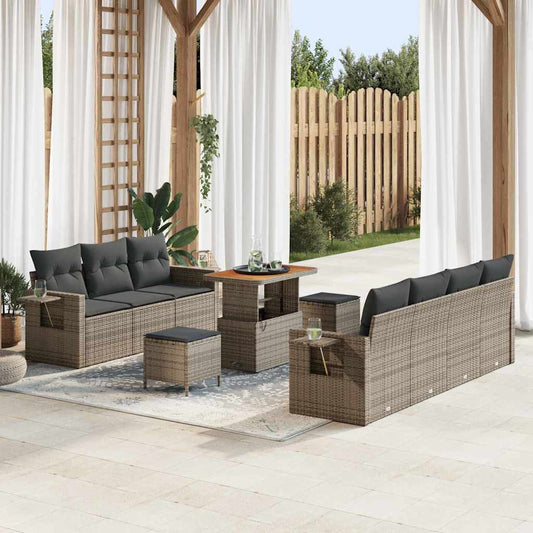 vidaXL Σετ Καναπέ Κήπου 10 pcs Γκρι συνθετικό ρατάν
